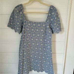 Baby blue and white floral babydoll Zara dress